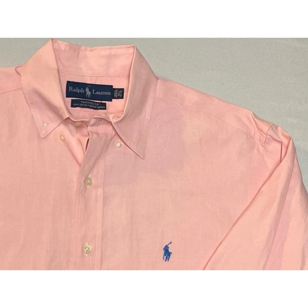 Ralph Lauren Yarmouth Pink Button Down 100% Cotton Pinpoint Oxford 15 1/2 32/33